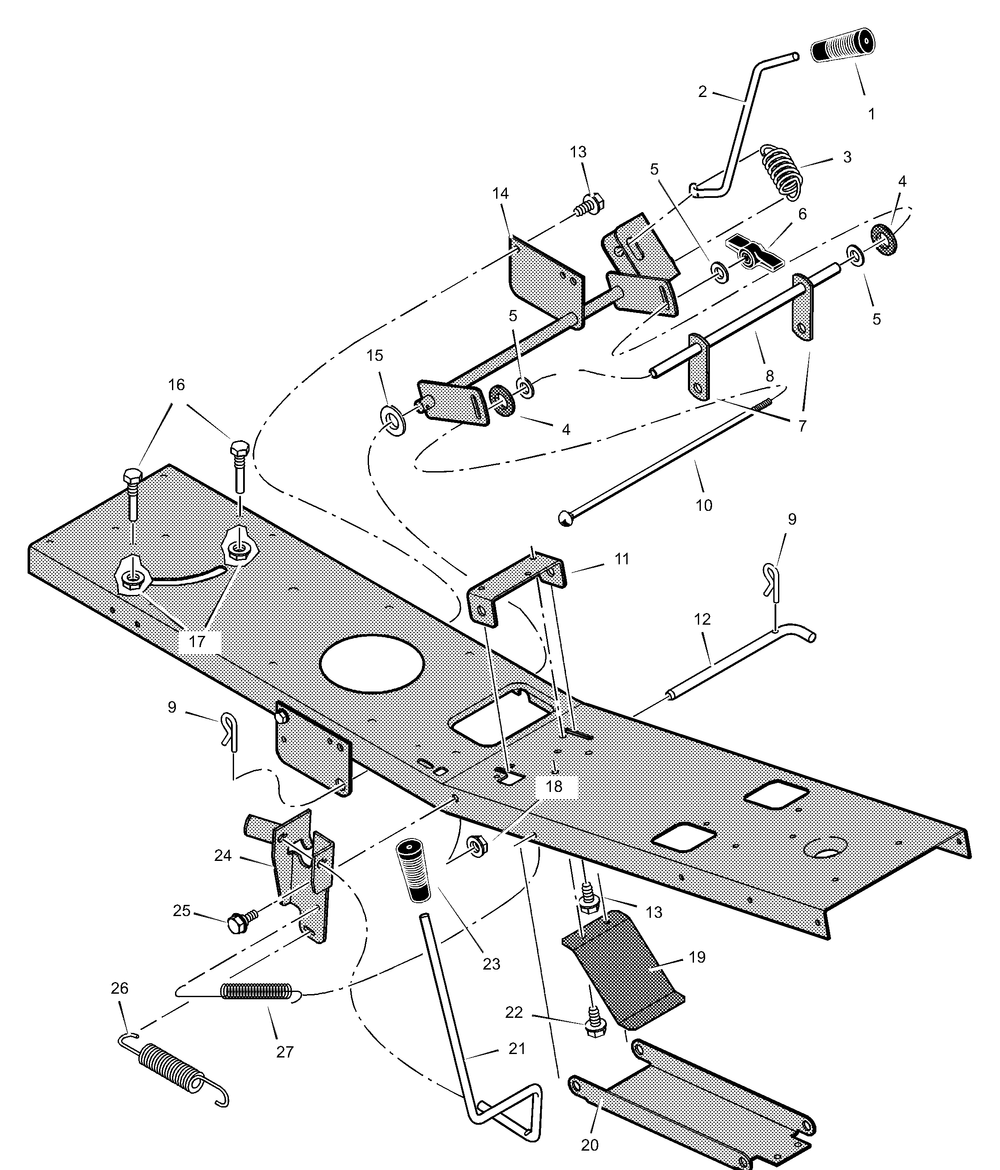 Mower Housing Suspension Diagram and Parts List for 309012X51A 2001 Briggs and Stratton Lawn Tractor
